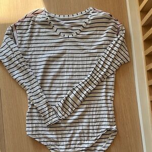 lululemon athletica Black and White Striped Long Sleeve Top